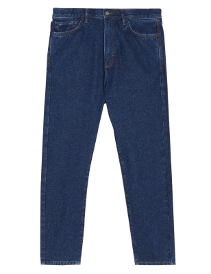 

Mens M&S Collection Schmal zulaufende Jeans aus recycelter Baumwolle - Mid Blue, Mid Blue