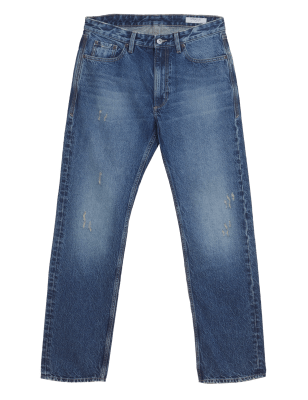 

Mens M&S Collection Straight Fit Authentic Jeans with Hemp - Medium Blue, Medium Blue