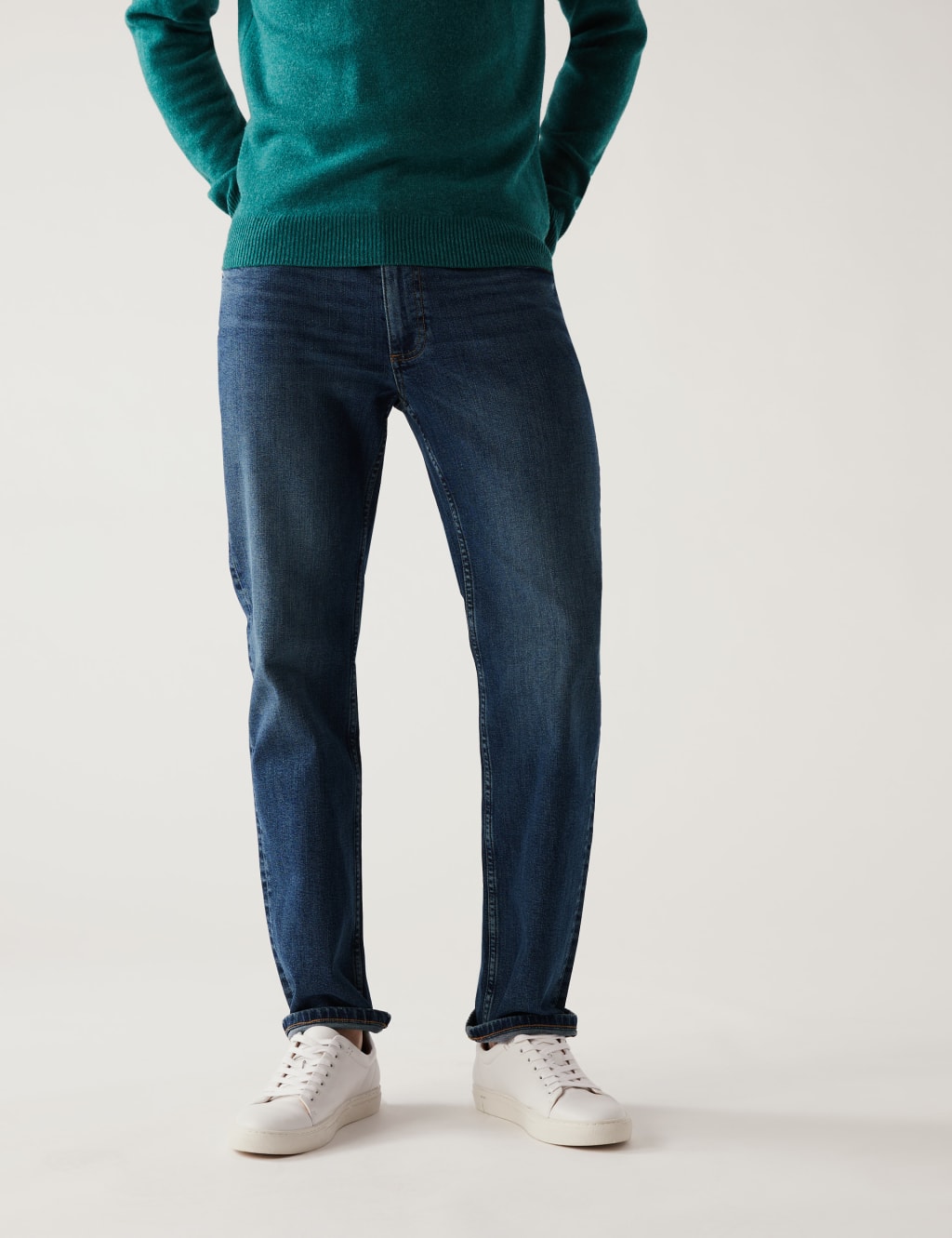 Straight Fit Vintage Wash Stretch Jeans image 2