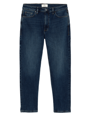 

Mens M&S Collection Straight Fit Vintage Wash Stretch Jeans - Indigo, Indigo