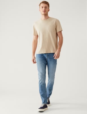 

M&S Collection Jeans slim fit elásticos retro de aspecto lavadoMens - Light Blue, Light Blue