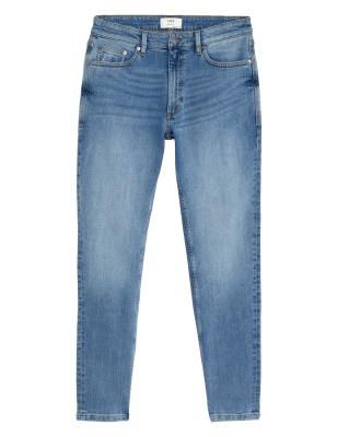 

Mens M&S Collection Slim Fit Vintage Wash Stretch Jeans - Light Blue, Light Blue