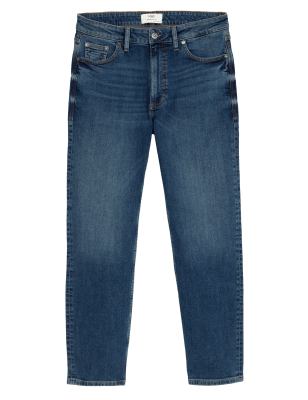 

Mens M&S Collection Slim Fit Vintage Wash Stretch Jeans - Medium Blue, Medium Blue