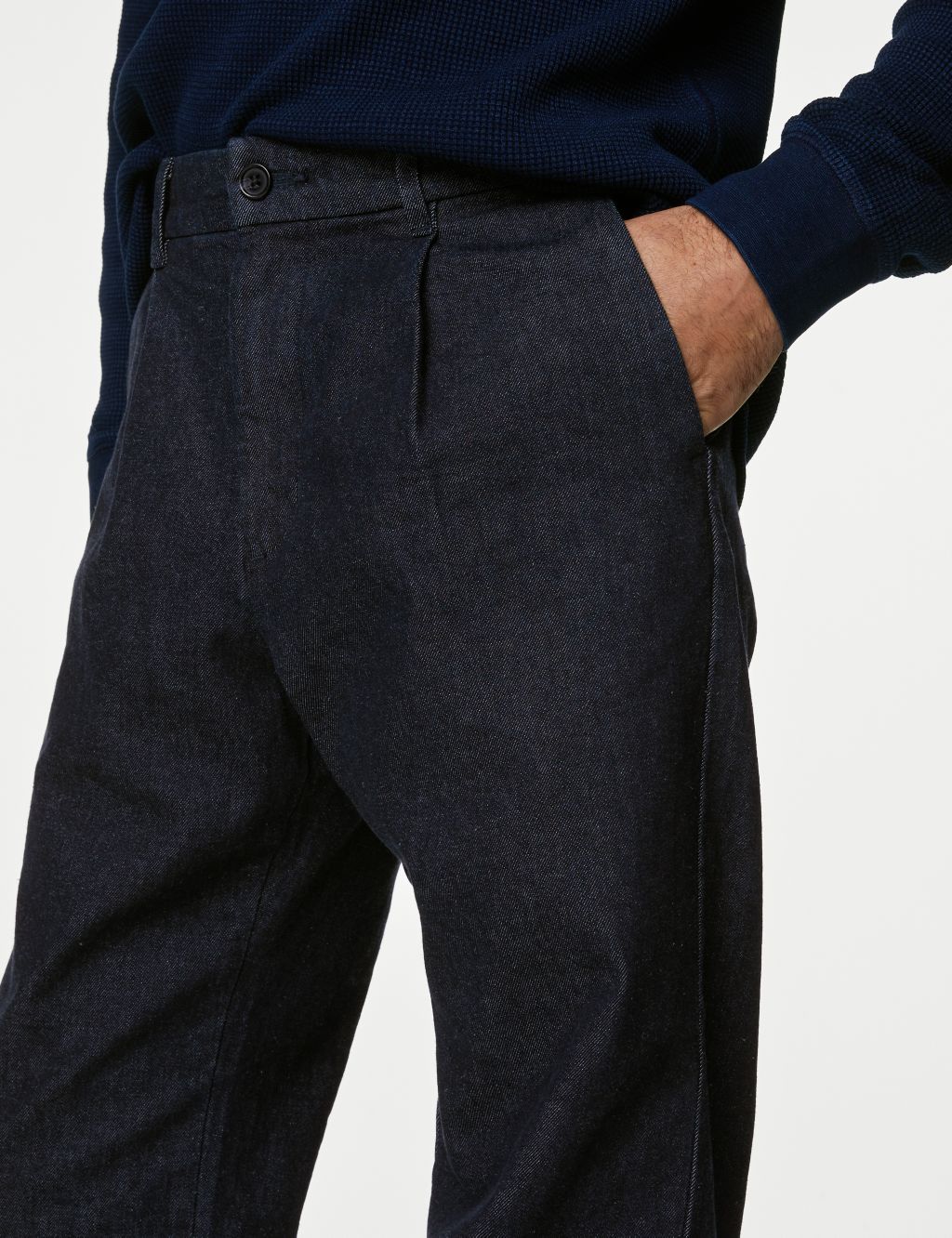 Relaxed Tapered Fit Single Pleat Jeans image 4
