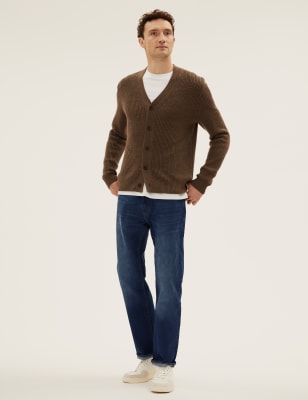 

Mens M&S Collection Stretch-Jeans mit Vintage-Waschung und gerader Passform - Dark Blue, Dark Blue