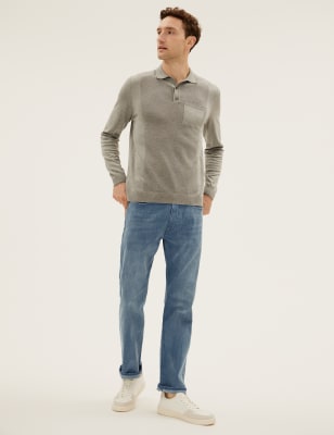 

M&S Collection Jeans straight elásticos retro de aspecto lavadoMens - Grey Blue, Grey Blue