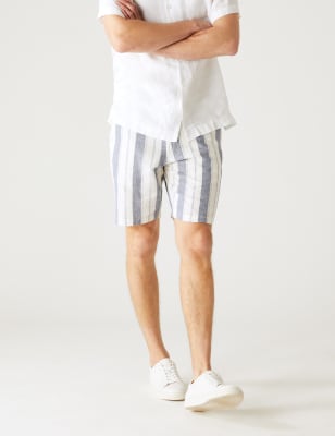 

Mens M&S Collection Linen Rich Striped Chino Shorts - Multi, Multi