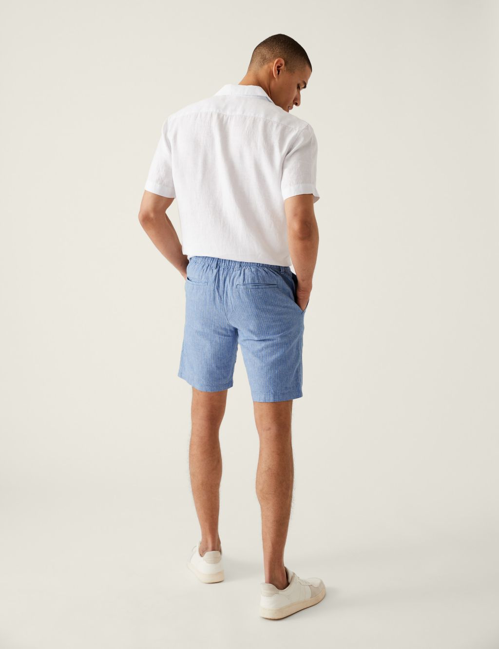 Linen Rich Half-Elasticated Waist Shorts image 4