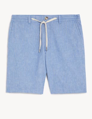 Linen Rich Half-Elasticated Waist Shorts
