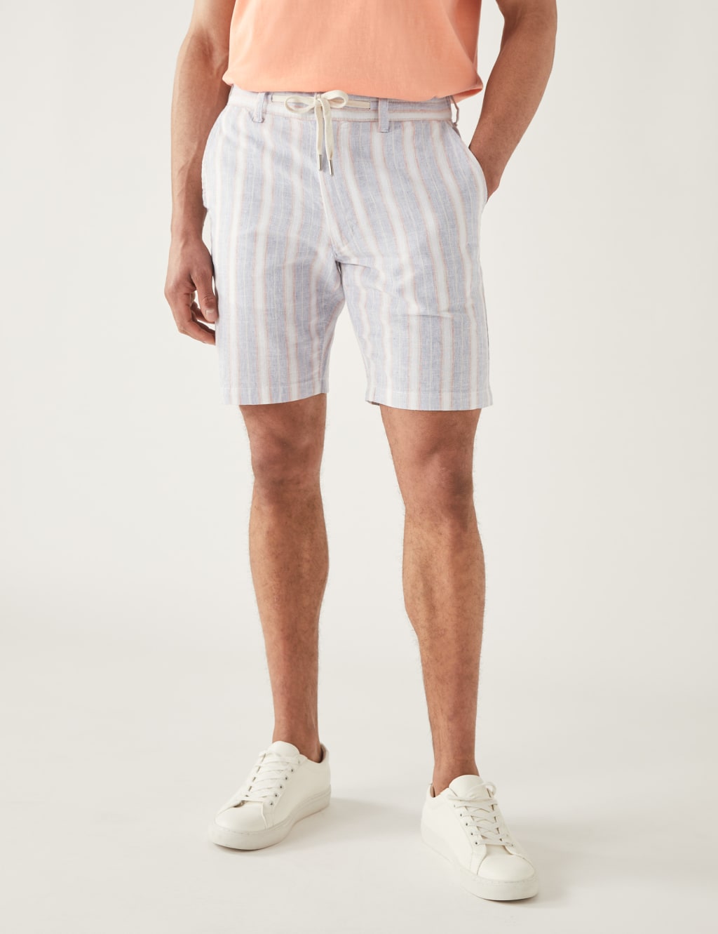 Linen Rich Half-Elasticated Waist Shorts image 1