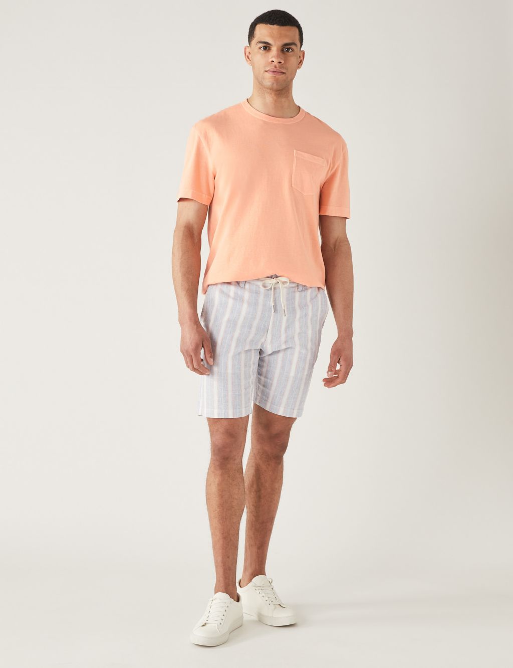 Linen Rich Half-Elasticated Waist Shorts image 3