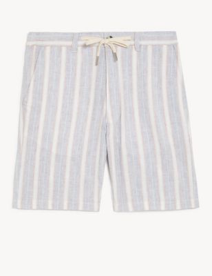 Linen Rich Half-Elasticated Waist Shorts