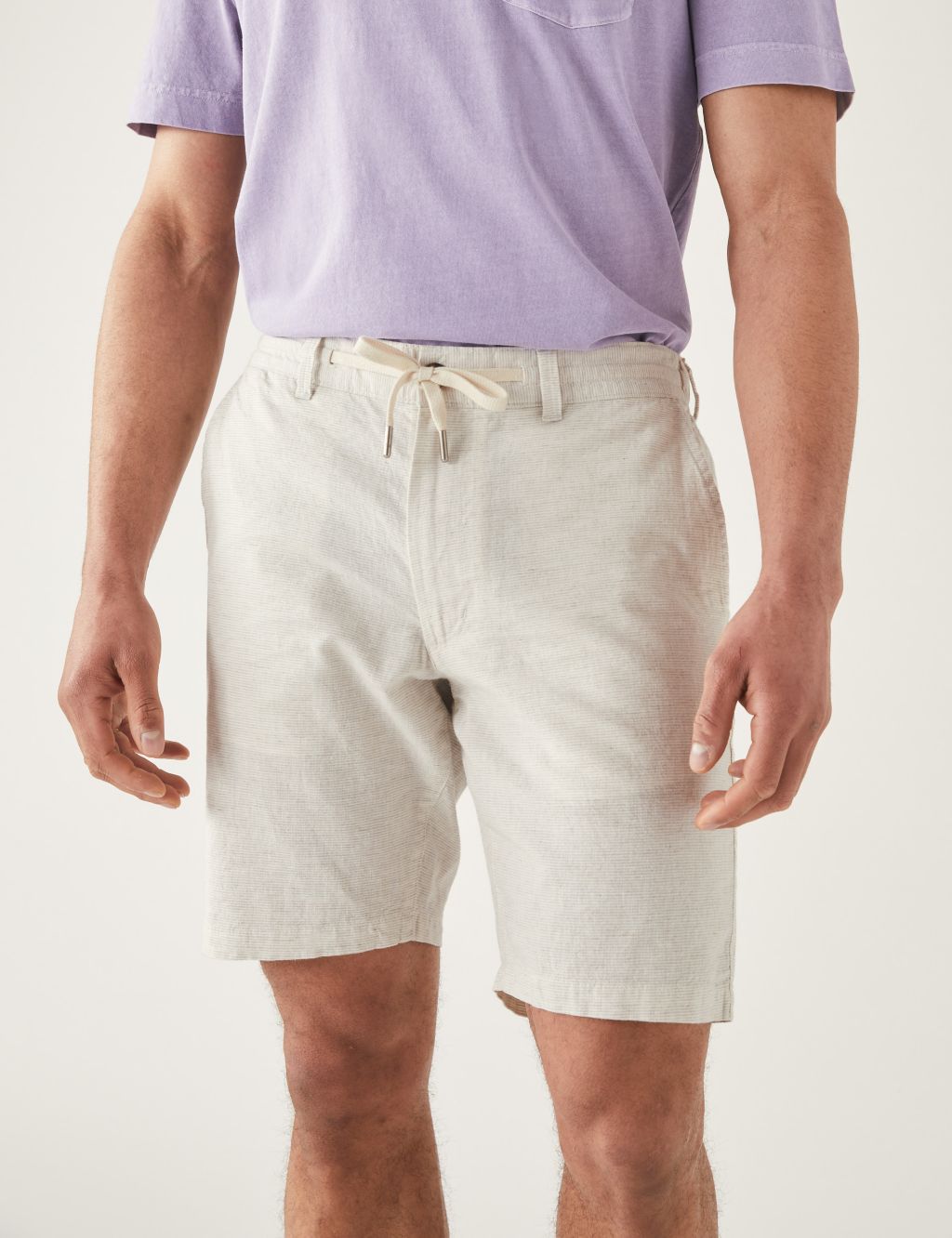 Linen Blend Half-Elasticated Waist Shorts image 3