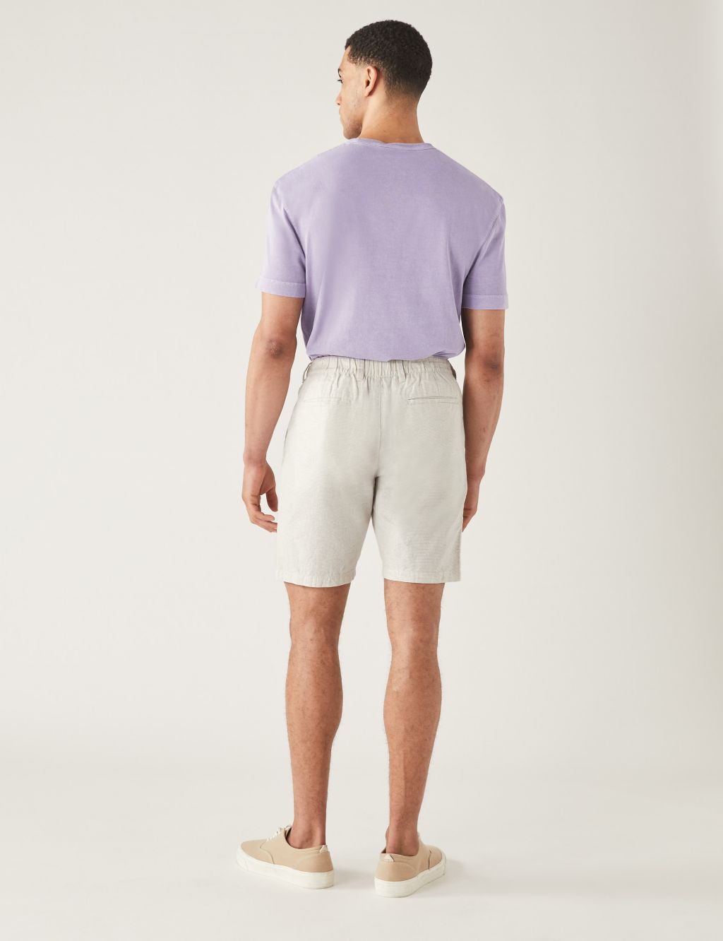 Linen Blend Half-Elasticated Waist Shorts image 4
