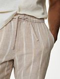 Linen Rich Elasticated Waist Striped Shorts