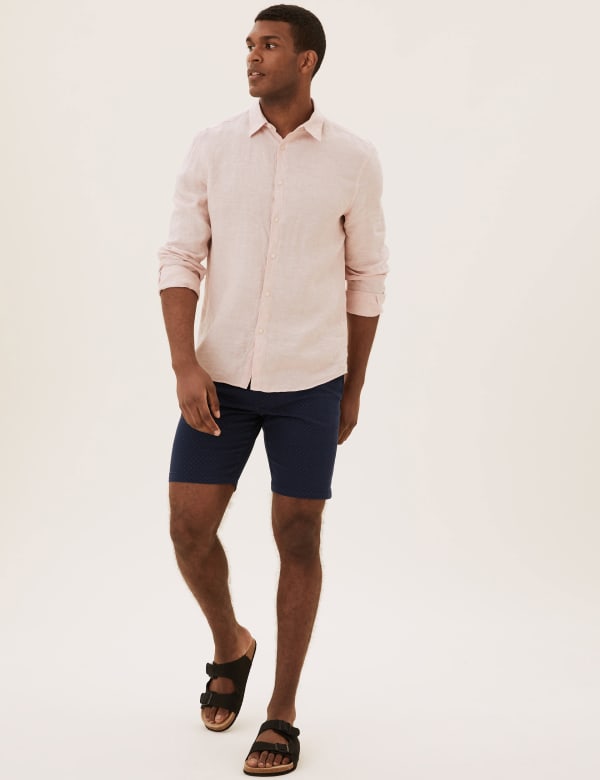 Stretch Belted Printed Chino Shorts