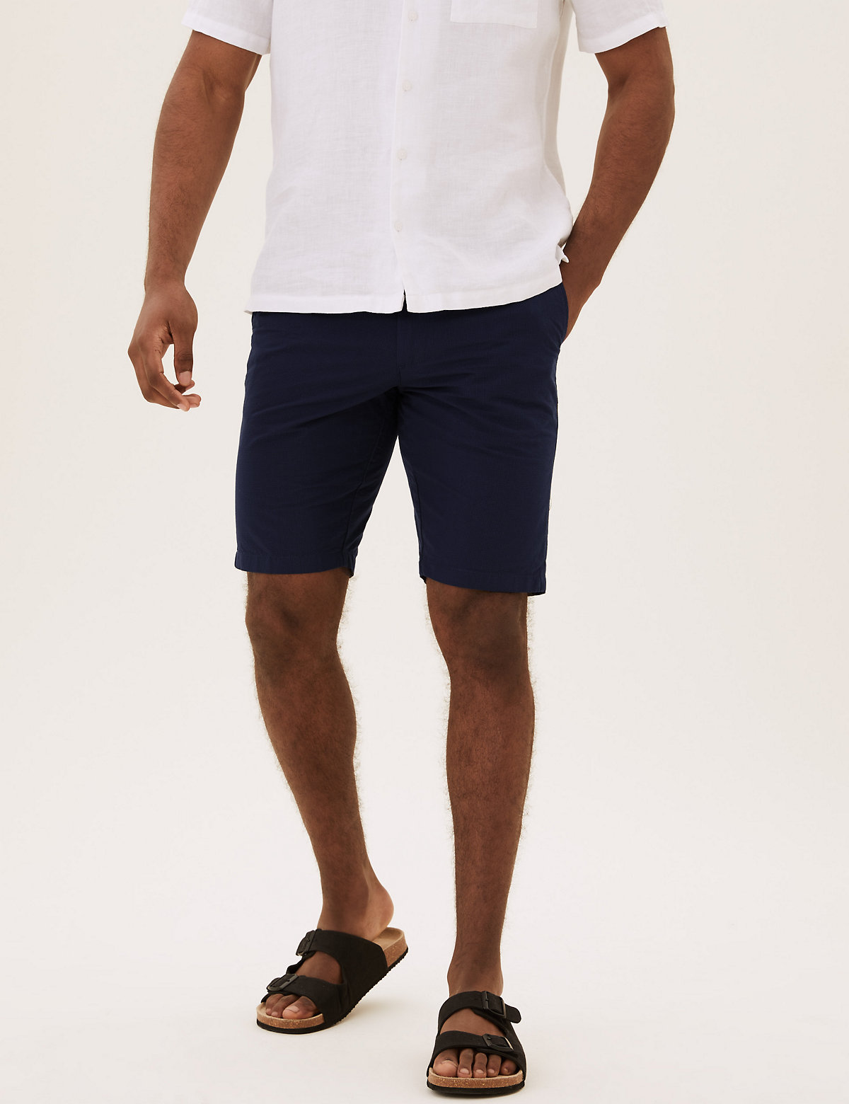 Belted Checked Chino Shorts