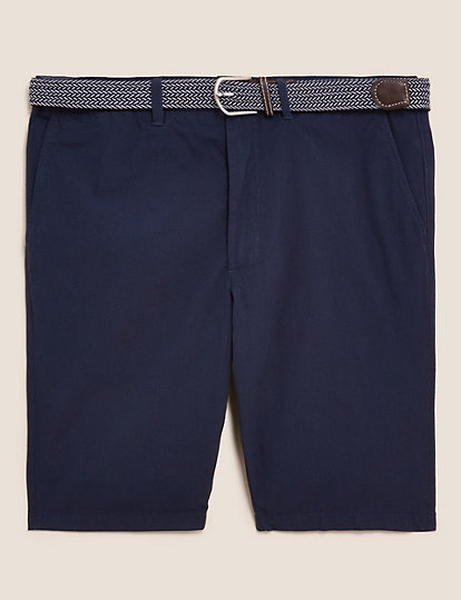 Belted Checked Chino Shorts
