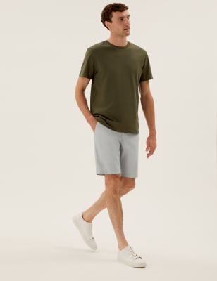  Short chino à rayures avec ceinture - Stone