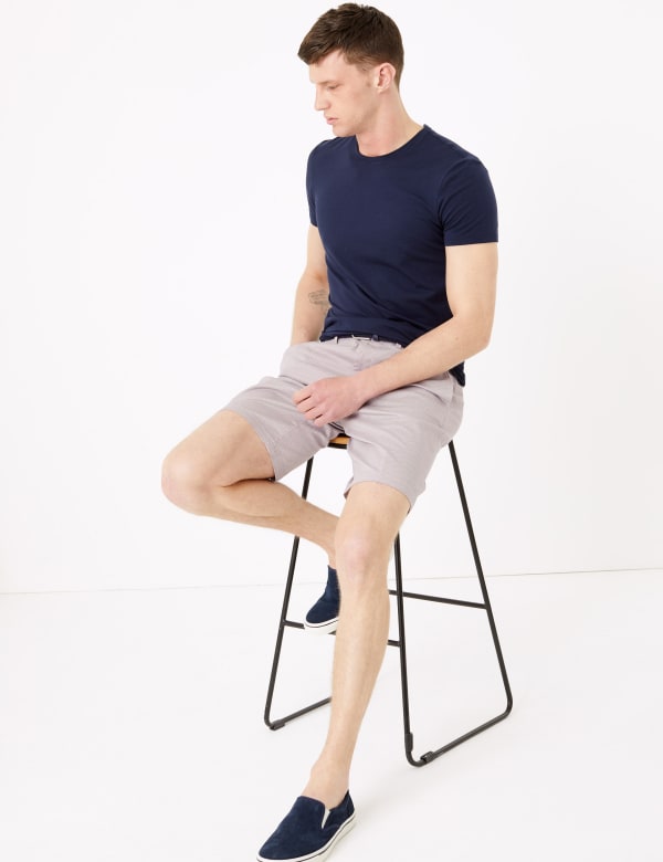 Stretch Belted Printed Chino Shorts