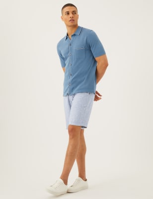 Linen Blend Belted Chino Shorts