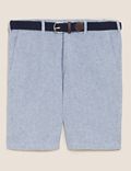 Linen Blend Belted Chino Shorts