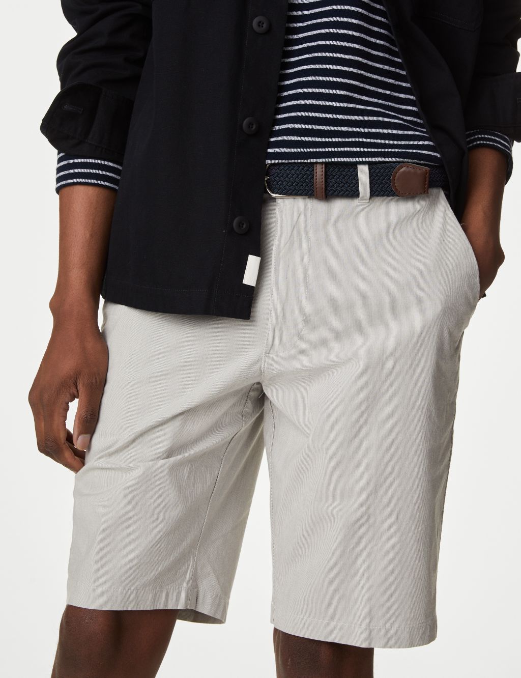 Striped Belted Stretch Chino Shorts image 2