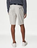 Striped Belted Stretch Chino Shorts