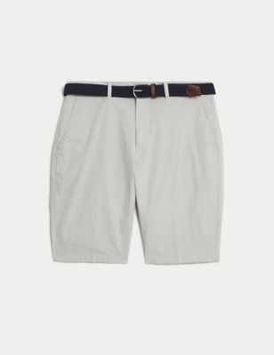 Striped Belted Stretch Chino Shorts