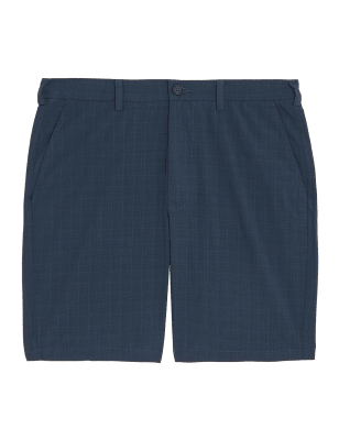 

Mens M&S Collection Pure Cotton Checked Chino Shorts - Navy, Navy