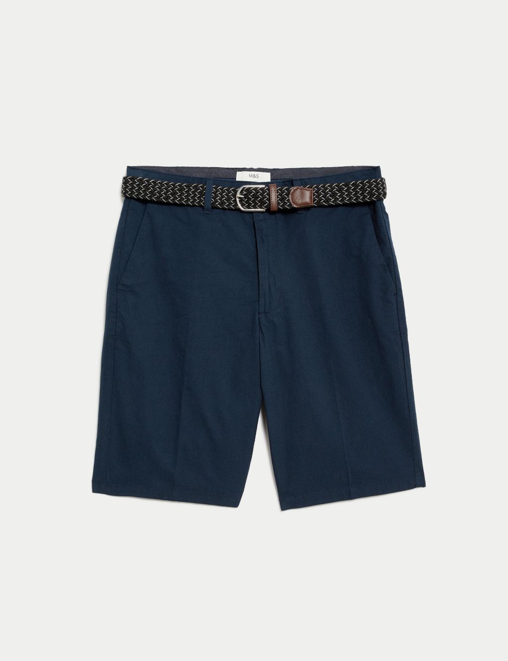 Pure Cotton Checked Belted Chino Shorts image 2