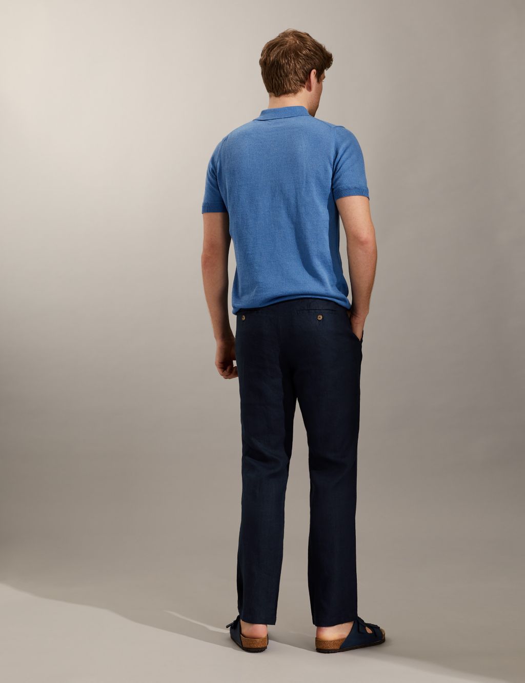 Tapered Fit Pure Linen Single Pleat Trousers image 5