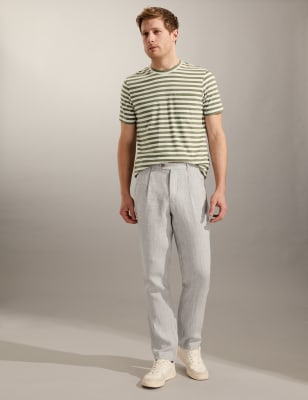 Mens tapered 2025 linen pants