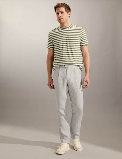 Tapered Fit Pure Linen Single Pleat Trousers