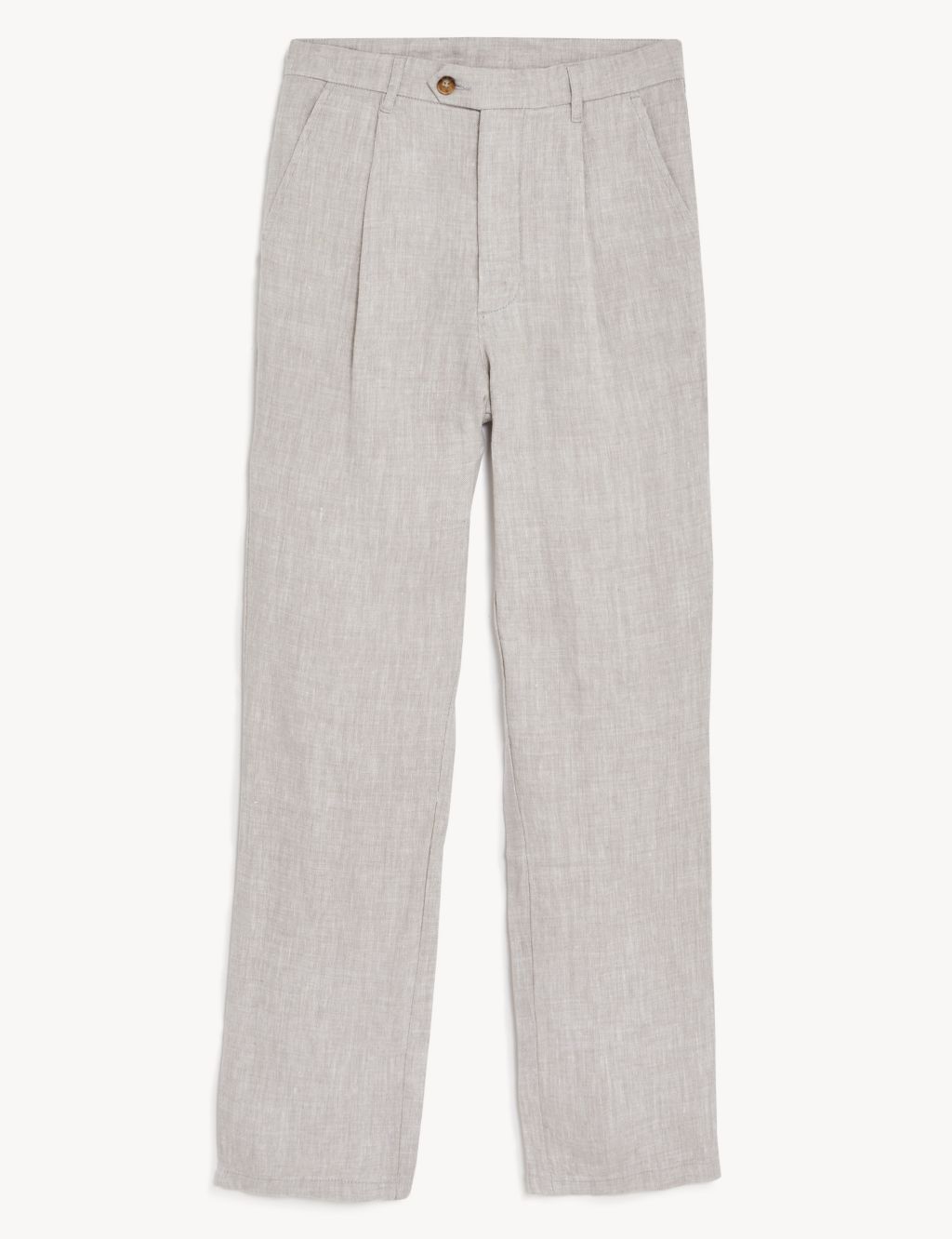 Tapered Fit Pure Linen Single Pleat Trousers image 2