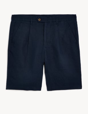 Pure Linen Single Pleat Chino Shorts