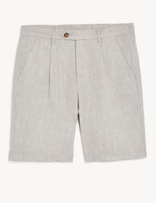 Pure Linen Single Pleat Chino Shorts