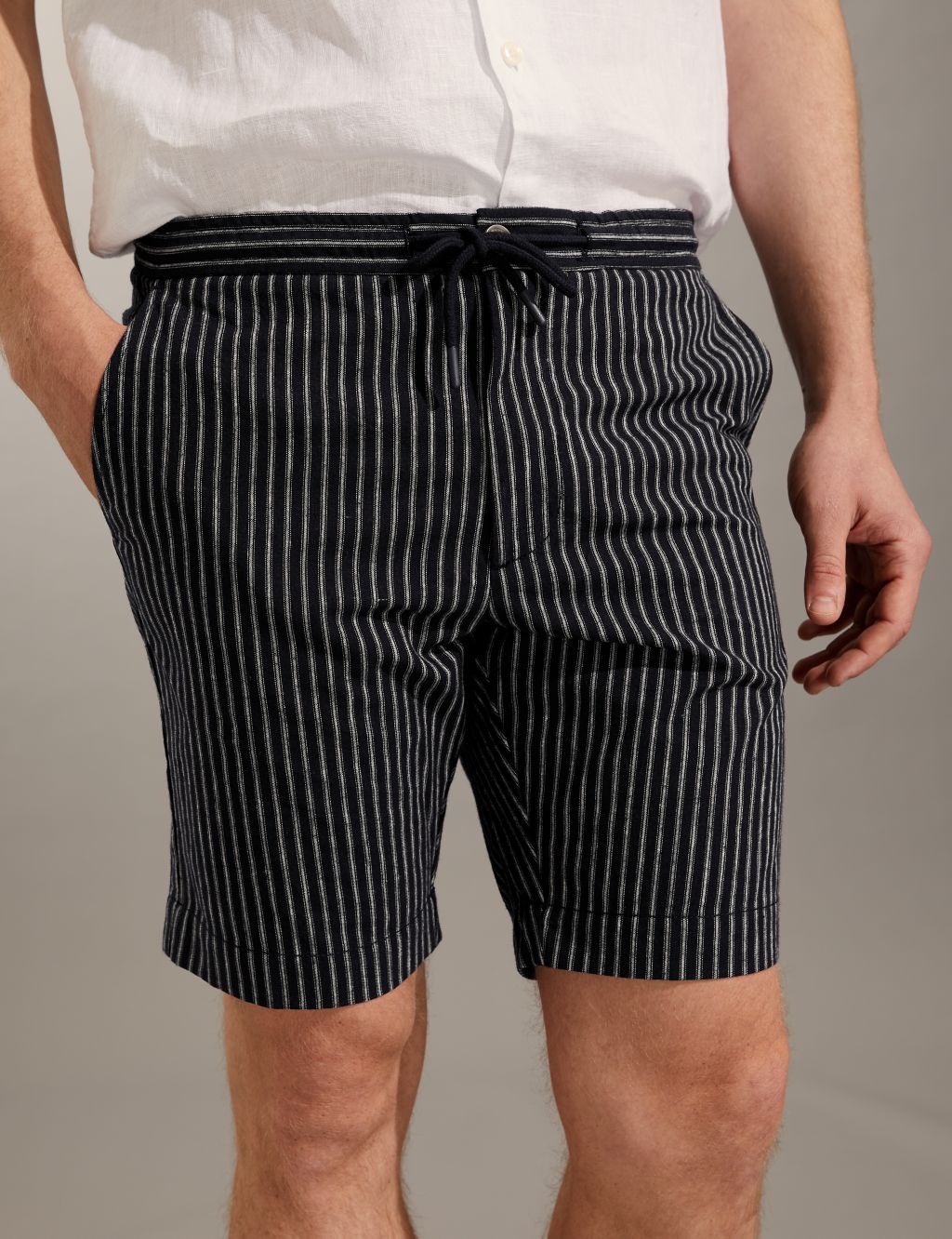 Linen Rich Pinstripe Shorts image 4