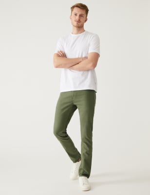 

M&S Collection Jeans slim elásticos con diseño teñidoMens - Khaki, Khaki