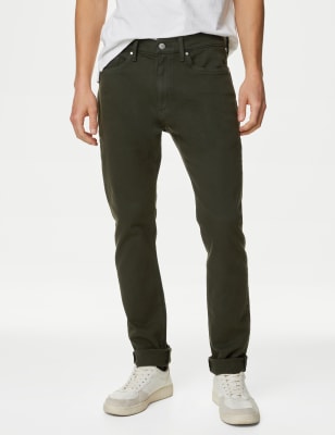 

M&S Collection Jeans slim elásticos con diseño teñidoMens - Dark Khaki, Dark Khaki