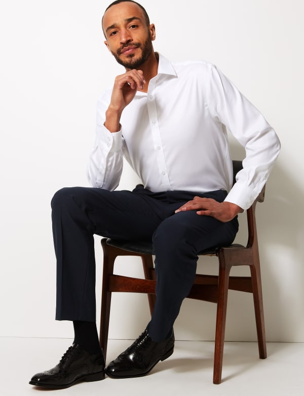 Regular Fit Flat Front Trousers