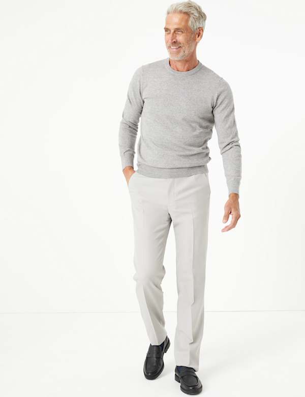 Regular Fit Flat Front Trousers