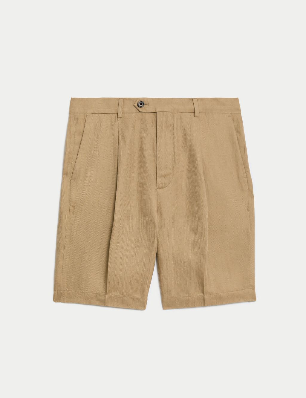 Linen Blend Single Pleat Shorts
