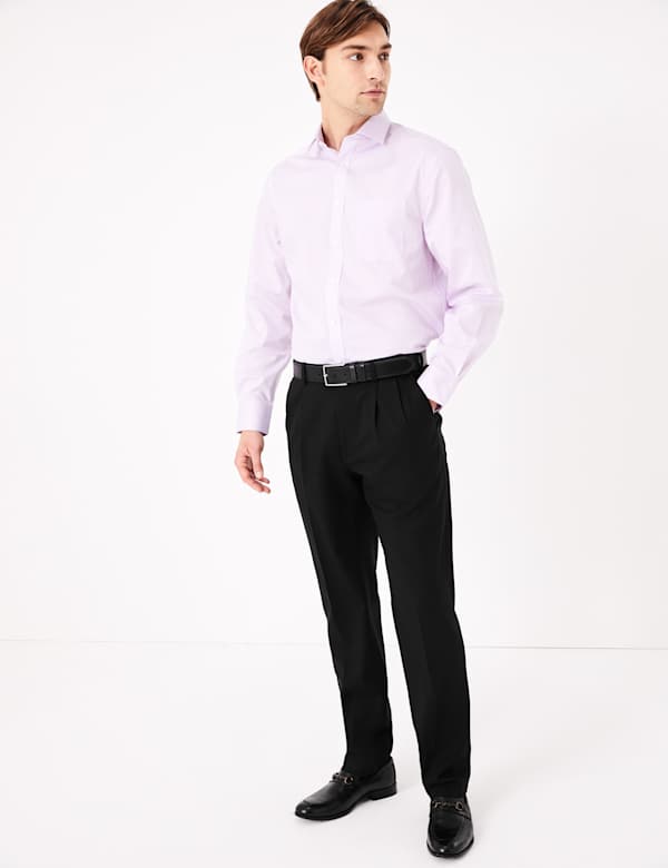 Regular Fit Wool Blend Flat Front Trousers