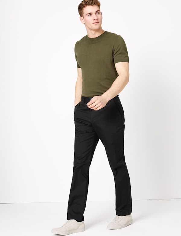 Regular Fit Wool Blend Single Pleat Trousers