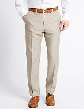 Tailored Fit Linen Blend Textured Trousers