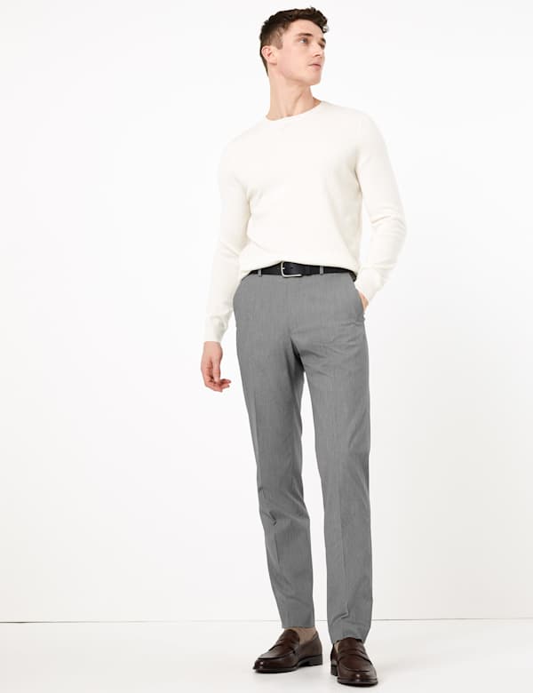 Regular Fit Puppytooth Flat Front Trousers