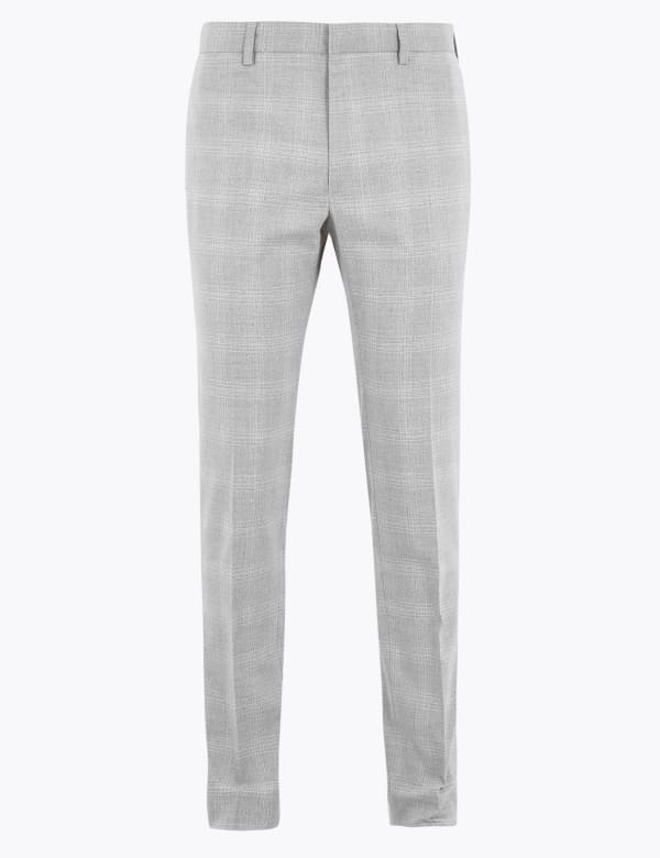 Skinny Fit Checked Trousers