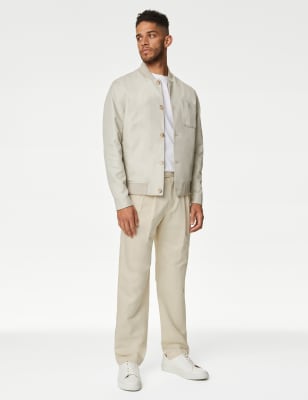 

Mens Autograph Tapered Fit Linen Blend Trousers - Ecru, Ecru