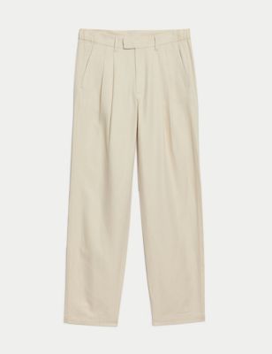 Tapered Fit Linen Blend Trousers